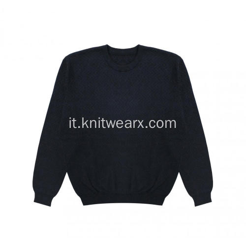 Pullover girocollo oversize in twill jacquard lavorato a maglia da uomo